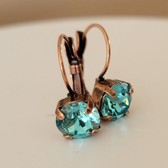 Austrian Crystal Earrings in Antique Copper - Picture 4 of 8